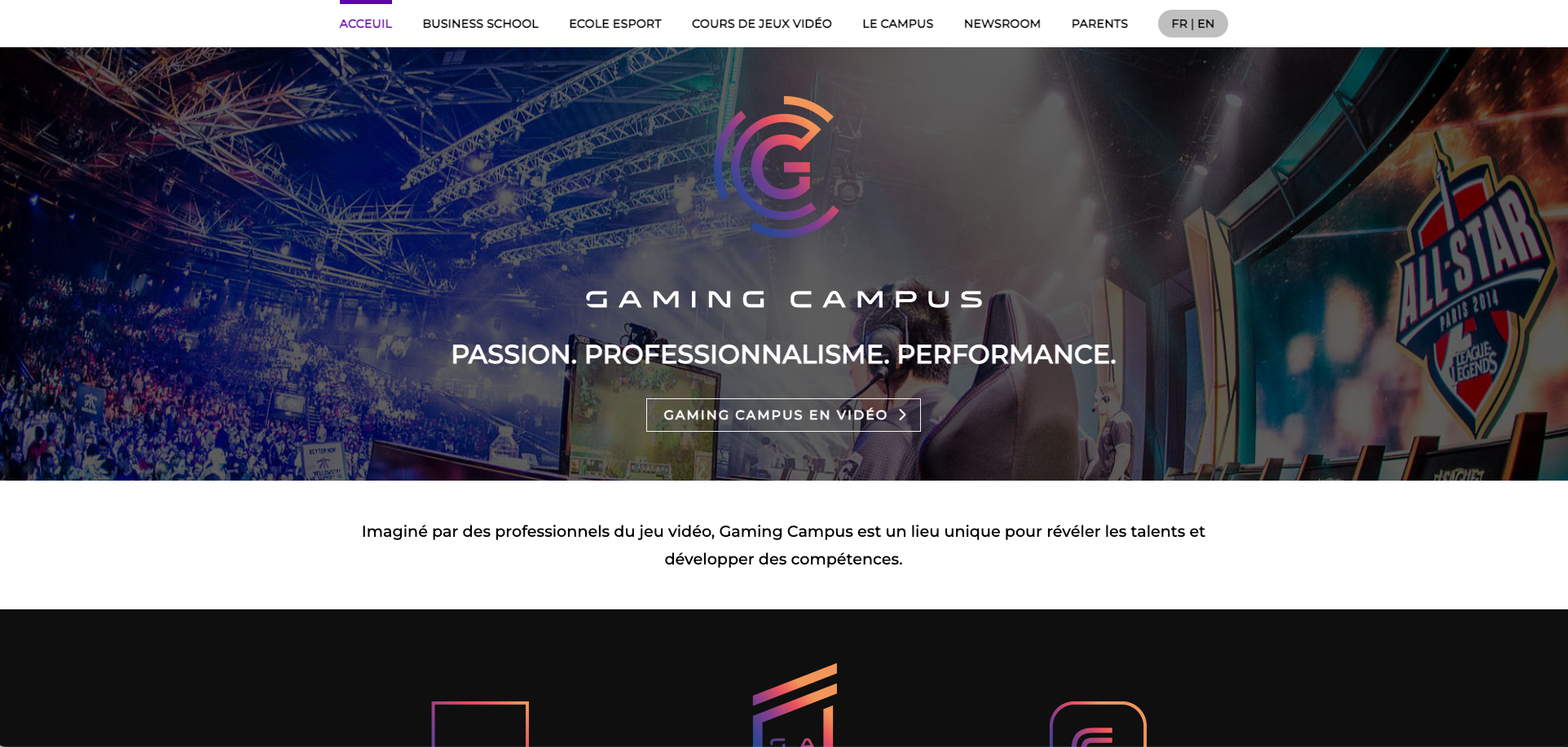 Aperçu du site Gaming Campus